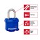 Master Lock 312TRI Laminated Padlock with Key  Thermoplastic Shell Blue Pack of 3 KeyedAlike