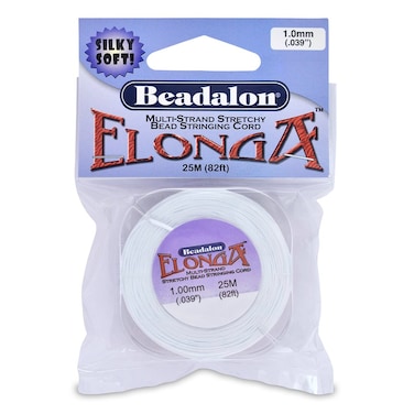 Beadalon Elonga Stretch Cord 10 mm  0039 in White 25 m  82 ft