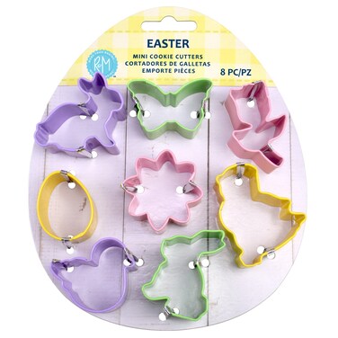 RM International Mini Easter Cookie Cutters Butterfly Egg Daisy Duckling Tulip 2 Bunnies Chick 8Piece Set