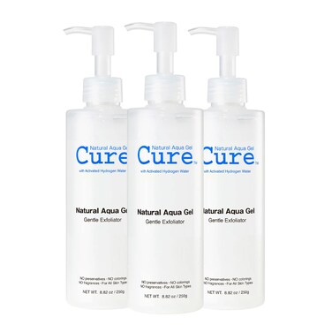 Cure by Toyo  Aqua Gel Gentle Exfoliator  Clear and Softer Skin  NonAbrasive Face and Body Cleanser  Sensitive Skin  3 Pack