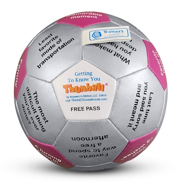 Trainers Warehouse Getting to Know You Thumball 6  Conversation Starter Ice Breaker Team Building Game for The Office in Any Setting  32 Prompts