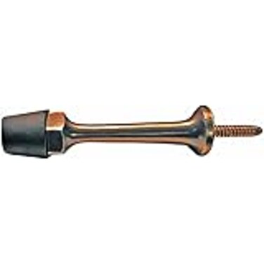 Renovators Supply Manufacturing Brass Door Stoppers 35 in Antique Brass Wall Mount Door Stop with Black Rubber Bumper Tip