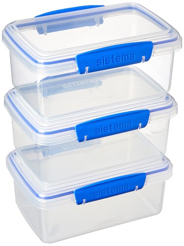 Sistema KLIP IT Rectangular Collection Food Storage Container 338 oz10 L ClearBlue 3 Count