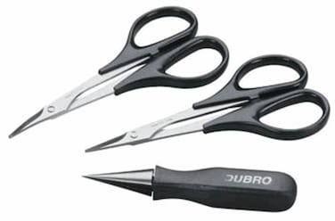 DuBro Body Reamer Straight Scissors  Curved Scissors Set Punching  Trimming Tools Set for RC Car Body Shell 3 pc set