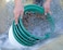 SE 13 14 Inch Stackable Classifier Gold Prospecting Pan Set  Includes 12 14 18 112 and 120 Stainless Steel Mesh Sifting Pans Green 5 Pack