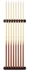 Viper 2Piece Traditional Wall Mounted Solid Oak BilliardPool Cue Rack Holds 8 Cues Mahogany Finish