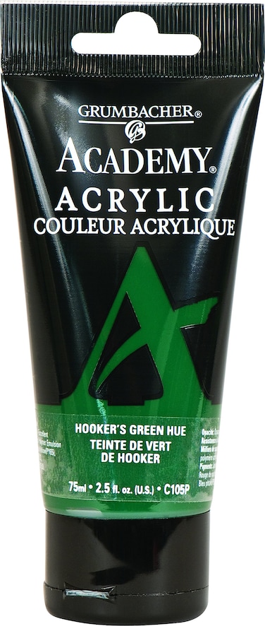 GRUMBACHER Academy Acrylic Paint 75ml25 Ounce Plastic Tube Hookers Green Hue C105P