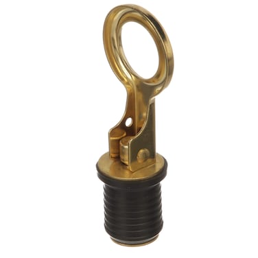 Attwood 7524A7 SnapHandle Drain Plug For 1InchDiameter Drains Locks in Place Brass Handle Rubber Plug