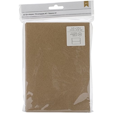 American Crafts A7 Envelopes 525 by 725Inch Kraft 25Pack