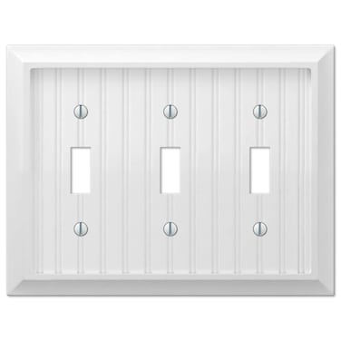 Amerelle 279TTTW Cottage Wallplate 3 Toggle Composite Wood White 1Pack
