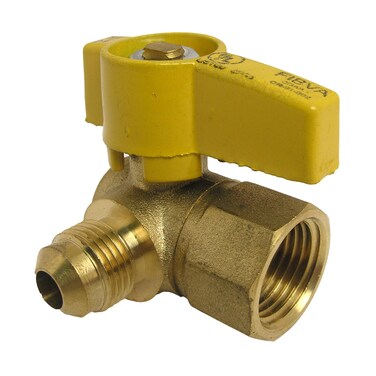 LASCO 101615 Angle Gas Ball Valve with 38Inch Flare and 12Inch Female Pipe Inlet Brass