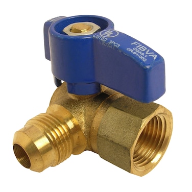 LASCO 101617 Angle Gas Ball Valve with 12Inch Flare and 12Inch Female Pipe Inlet Brass  Colors May Vary