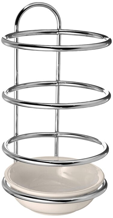 Upright Standing Spoon Rest With Ceramic Dish Utensil Holder for Stovetop  Kitchen Counter Organization Modern Vertical Design ChromeWhite