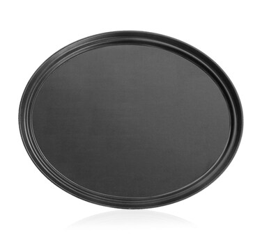 New Star Foodservice 25514 NonSlip Tray Plastic Rubber Lined Oval 22Inch x 27Inch Large Black