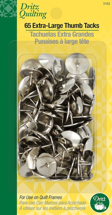 Dritz 3162 Quilters Thumb Tacks with Extra Large Heads 65Count Silver