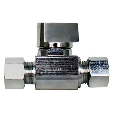 LASCO 069279 Straight Stop Quarter Turn Ball Valves 38Inch Compression Inlet X 38Inch Compression Outlet Chrome