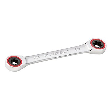 Powerbuilt 641761 Ratcheting Double BoxEnd EStar Wrench  E14E18 Silver
