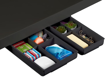 Bostitch Konnect Under Desk Drawer SelfAdhesive Slide Out Storage Organizer with 4 Customizable Dividers 2Pack