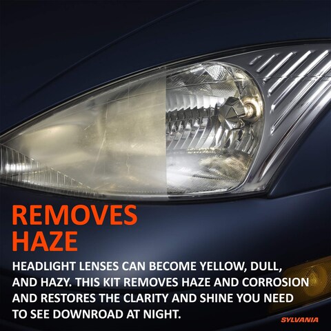 SYLVANIA  Headlight Restoration Kit  3 Easy Steps to Restore Sun Damaged Headlights With Exclusive UV Block Clear Coat Light Output and Beam Pattern Restored Long Lasting Protection