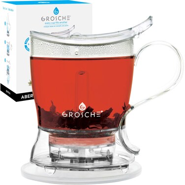 GROSCHE Aberdeen Tea Infuser Teapot  Smart Tea Maker  BPAFree DripFree Design  Coaster  Easy Brew  Easy Clean Steeper 177 oz  525 ml