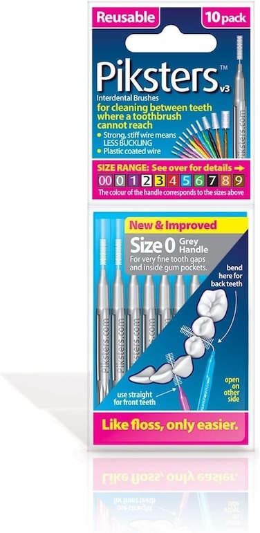 Piksters Interdental Brushes Size 0 Grey Handle