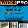 WoodPro Fasteners ST516X4B 516Inch by 4Inch Length Round Washer Head Exterior Wood Screws 250Pack  Gold