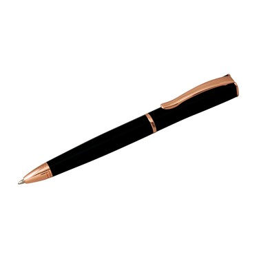 Monteverde Impressa Ballpoint Pen  Black with 18 Karat Rose Gold Trim Refillable with Parker Style Refills Luxury Writing Instrument