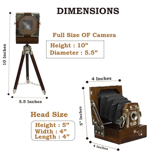 Hollywood Look Film Camera Wooden Tripod Collectible Studio Item Brown Color Antique Projector Vintage Collection for Home  Office Video Props