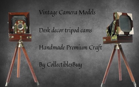Hollywood Look Film Camera Wooden Tripod Collectible Studio Item Brown Color Antique Projector Vintage Collection for Home  Office Video Props