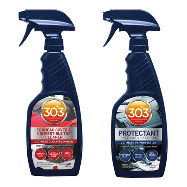 303 Products 30510 Convertible Vinyl Top Cleaning and Care Kit  Cleans And Protects Vinyl Tops  Includes Tonneau Cover And Convertible Top Cleaner 16 fl oz  Automotive Protectant 16 fl ozBlue