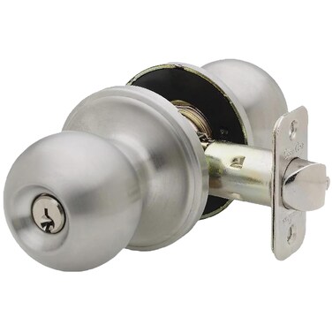 Copper Creek BK2040SS Ball Door Knob Keyed Entry Function 1 Pack in Satin Stainless