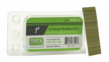 GREX P62525 23 Gauge 1Inch Length Headless Pins 2500 per box