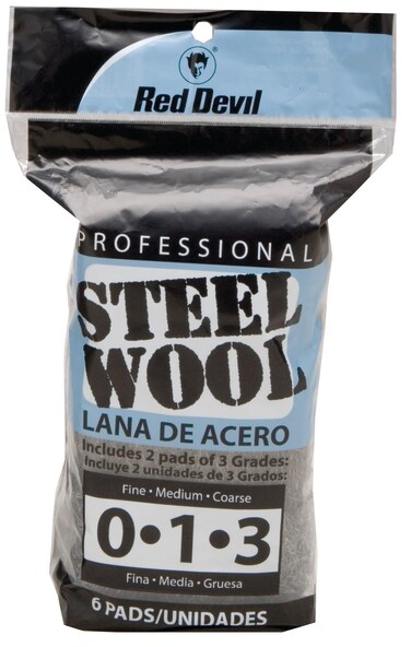 Red Devil 3332 Steel Wool MultiGrade Pack 6 Pads Gray 6 Count