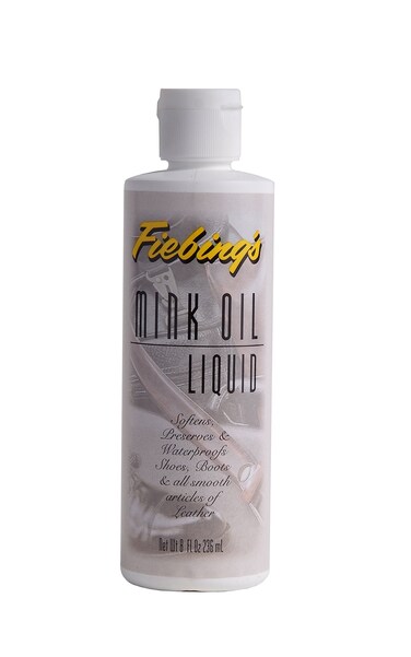 Fiebings Liquid Mink Oil for Leather Boots 8 fl oz  Leather Cleaner  Conditioner  Waterproof Preserve Soften All Smooth Leathercraft  Vinyl  Prevents Salt Stains  Use On Couch Shoe Purse