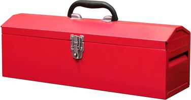 BIG RED TB101 Torin 19 Hip Roof Style Portable Steel Tool Box with Metal Latch Closure and Removable Storage Tray Red 191 x 61 x 65