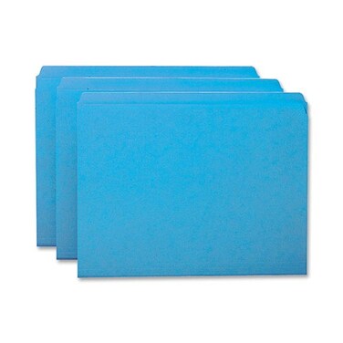 Smead File Folder Reinforced StraightCut Tab Letter Size Blue 100 per Box 12010