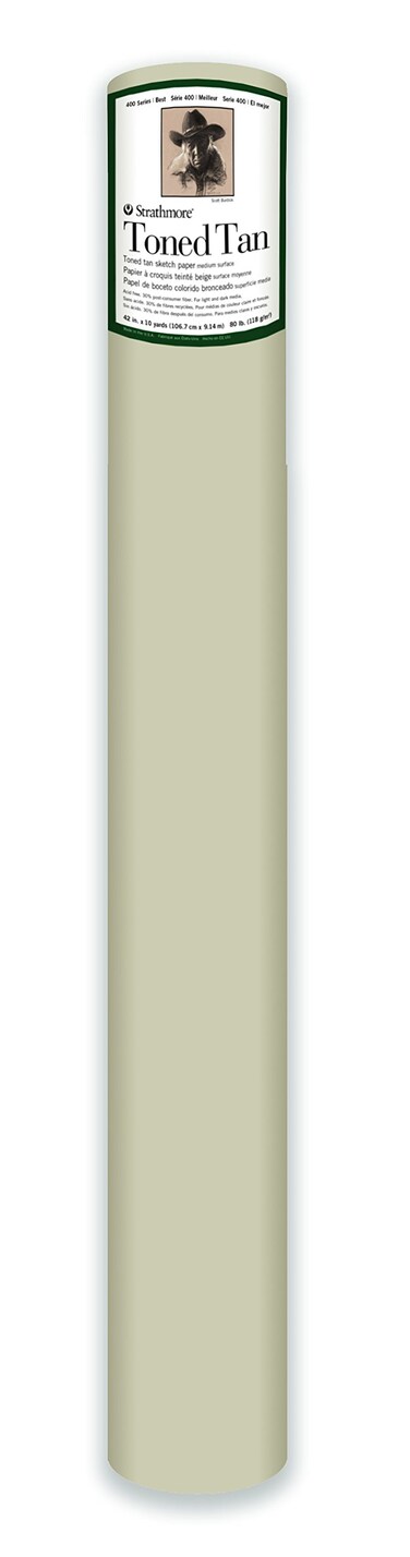 Strathmore 400 Series Sketch Paper Roll Toned Tan 42 inch x 10 yards  Bulk Paper Supplies for Drawing Illustration Art Class Students
