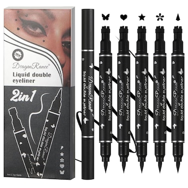 DuoZeng 5 PCS Black Liquid Winged Eyeliner Stamp Pen Makeup ToolsDoubleside Eyeliner Stamps Pencil SetWaterproof  Long Lasting Smudgeproof Eye Liner Stencil Tattoo Pens for Women