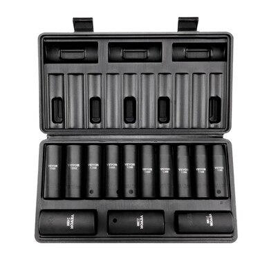 VEVOR 12 Drive Impact Socket Set 13 Piece Deep Socket Set Metric 1024mm 6 Point CRV Alloy Steel for Auto Repair EasytoRead Size Markings Rugged Construction Includes Storage Case