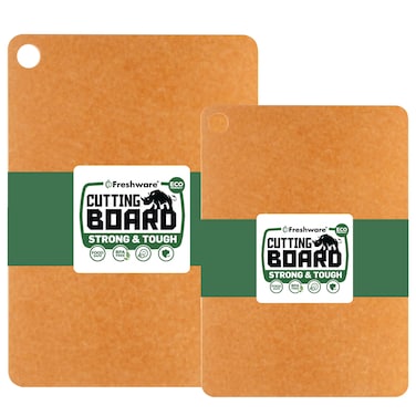 Wood Cutting Boards for Kitchen Dishwasher Safe Wood Cutting Board Premium Wood Fiber NonPorous Reversible Set of 2 Natural Slate