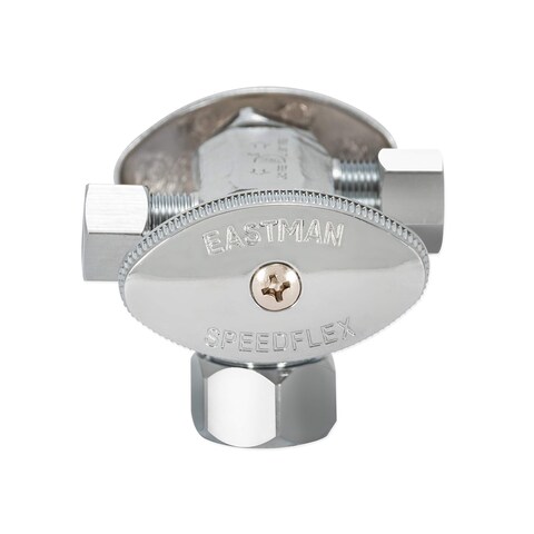 Eastman 58 Inch OD Compression x 38 Inch OD Compression 12 Inch Nom Dual OutletDual Handle Stop Valve Brass Plumbing Fitting Chrome 04352LF