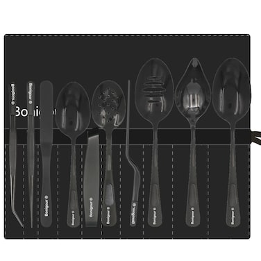 Bonigour  Plating Tools Culinary Set  11 Piece Professional Chef Plating Tools Pro Kit  Kitchen Plating Utensils  Modernist Cuisine Food Art  Stainless Steel  Black