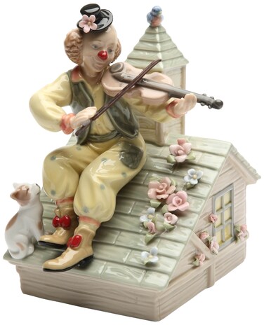 Cosmos Gifts 20867 Clown with Violin Musical Ceramic Figurine 614Inch Yellow