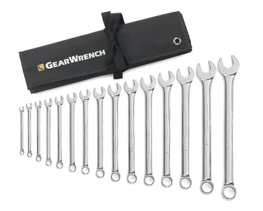 GEARWRENCH 15 Pc 12 Pt Long Pattern Combination Wrench Set with Tool Roll SAE  81918