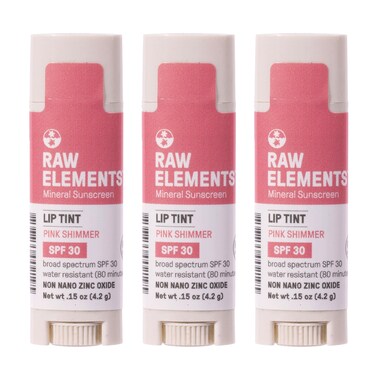 Raw Elements Organic Pink Lip Shimmer Zinc Oxide SPF 30 015 oz Pack of 3