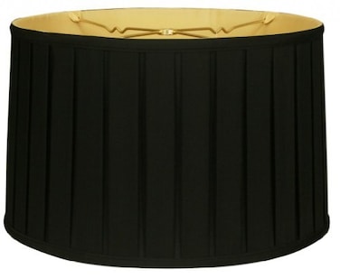 Royal Designs Inc BS74816BLKGL Royal Designs Shallow Drum English Box Pleat Basic Lamp Shade Black with Gold 15 x 16 x 10 15 x 16 x 10