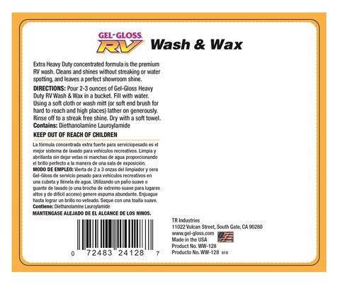 GelGloss RV Wash and Wax  128 oz  WW128Packaging May Vary