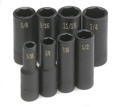 SK Tools USA 38 Drive 8 Piece 6 Point Deep SAE Impact Socket Set 516 to 34  4078