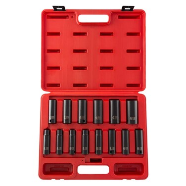 SUNEX TOOLS 2653 12Inch Drive Deep Metric 6 Point Impact Socket Set 14Piece