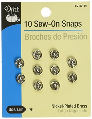 Dritz 802065 SewOn Snaps NickelPlated Brass Size 20 10Count